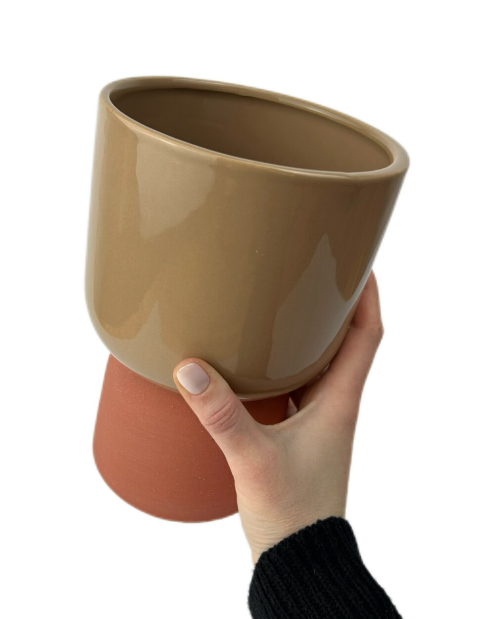 Bež okrasni lonec z nogo (12 cm)