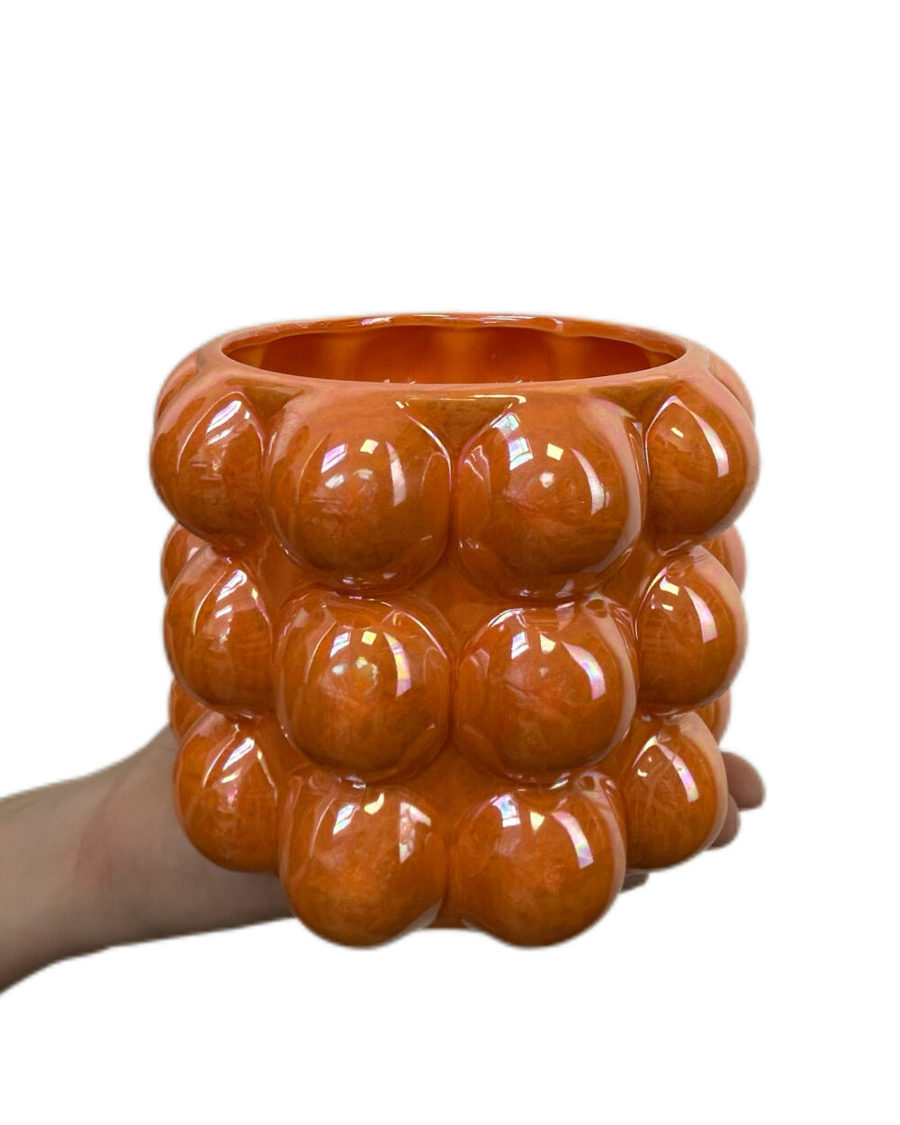 Oranžen Bubble okrasni lonec (12 cm)