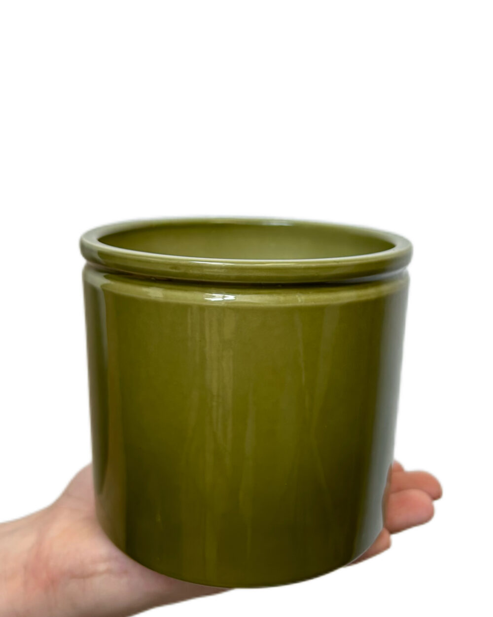 Pistacijin svetleč okrasni lonec z robom (12 cm)