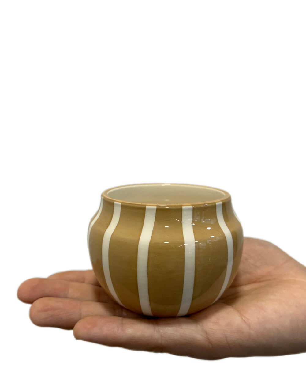 Bež okrasni lonec Črta (6 cm)