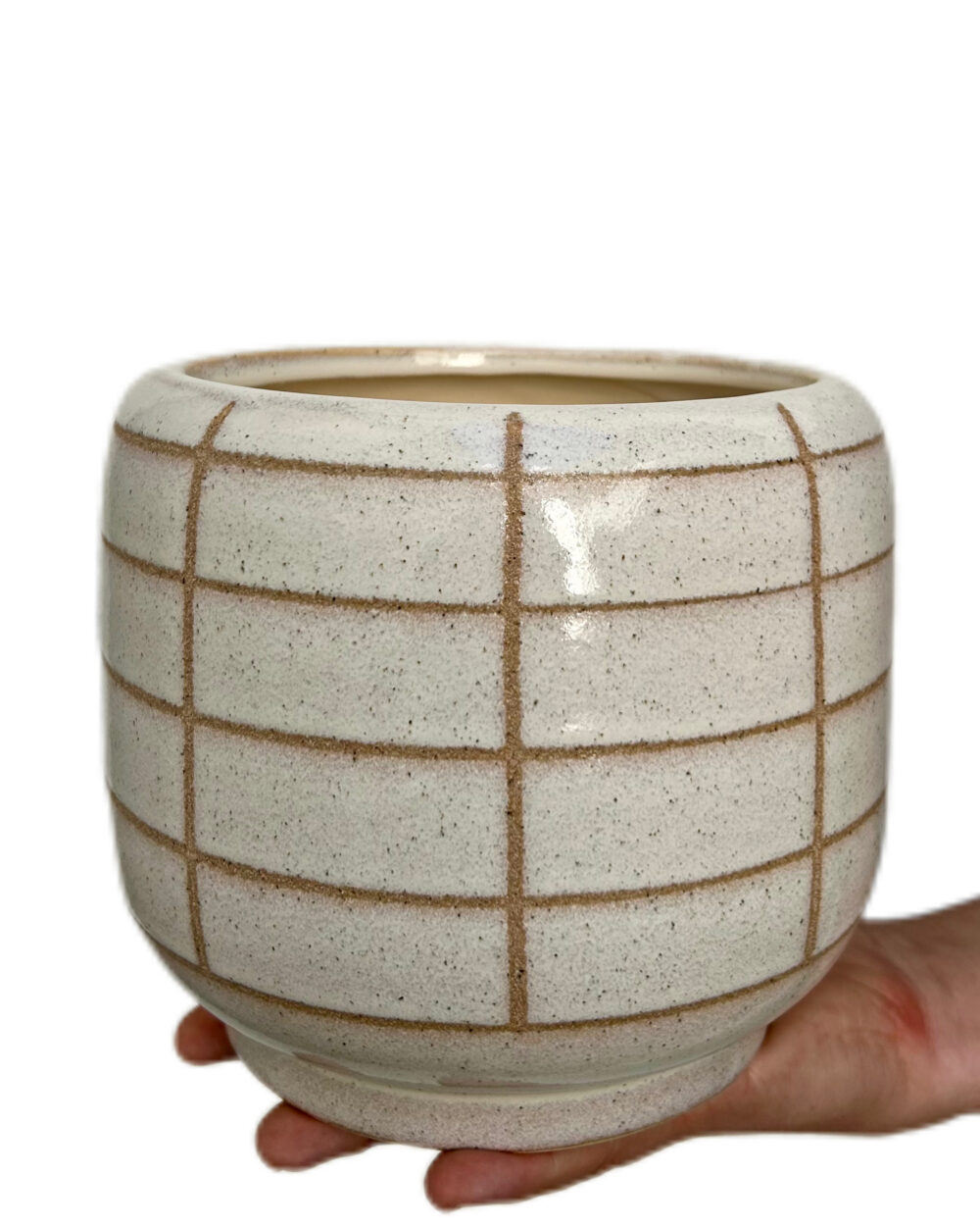 Bež okrasni lonec Karo (15 cm)