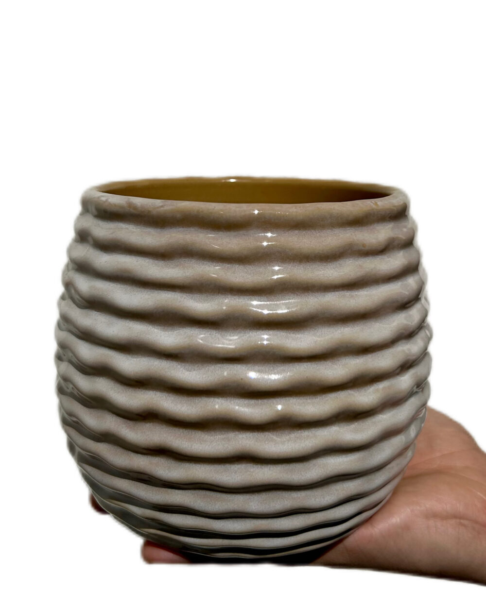 Bež okrasni lonec Rise (12 cm)